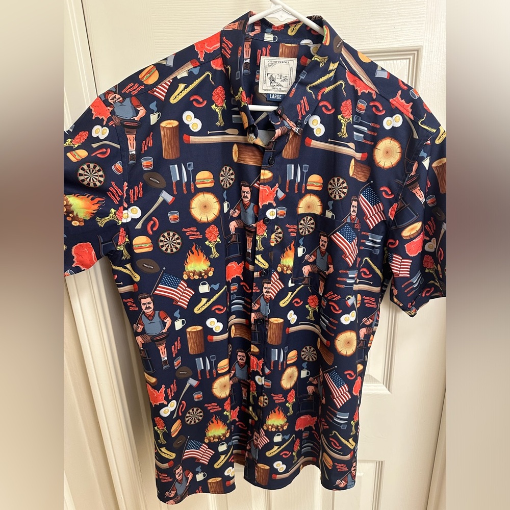 RSVLTS Ron Swanson/Parks and Rec Button Up